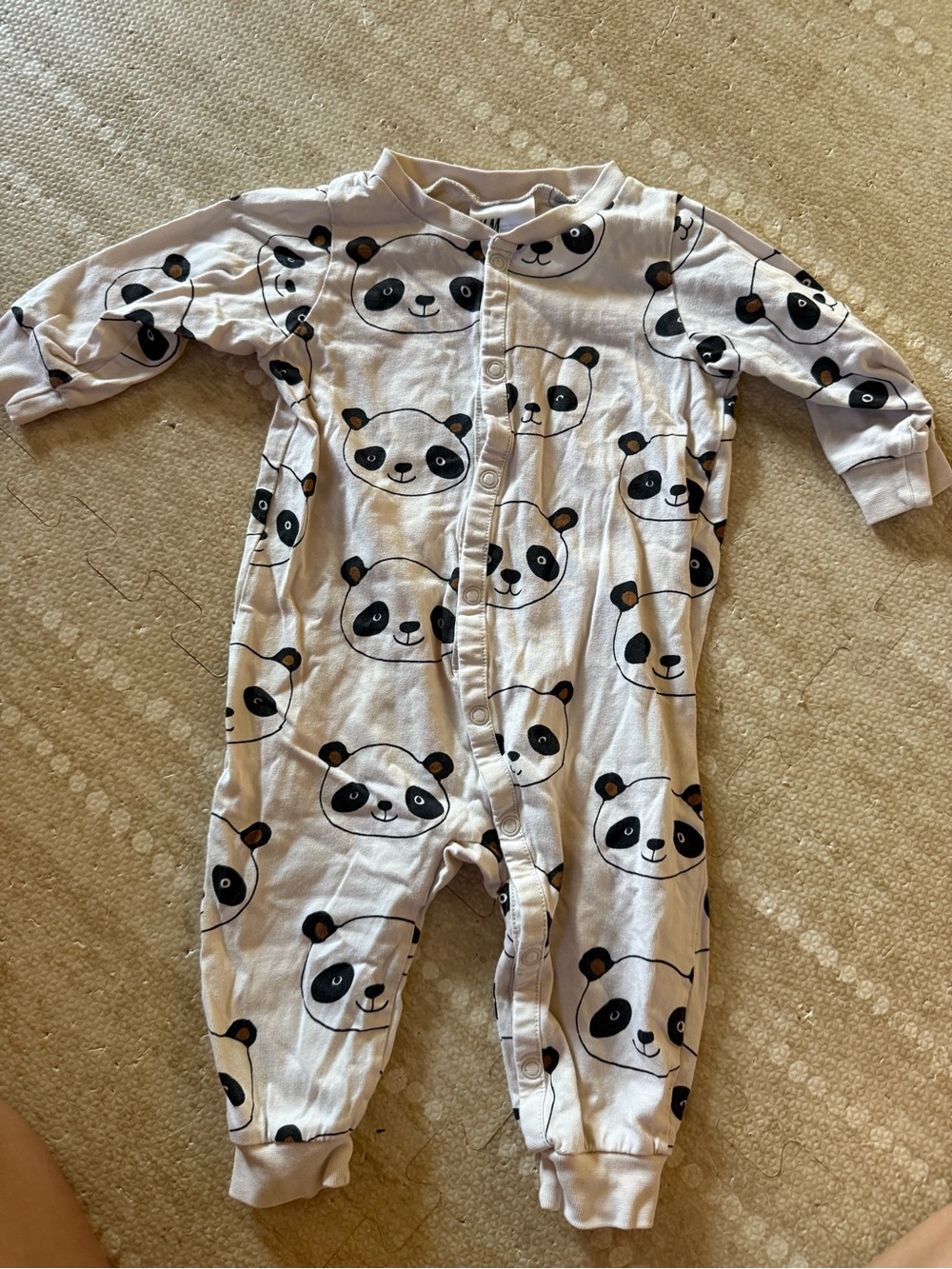 H&M White Panda Print Footed Pajamas